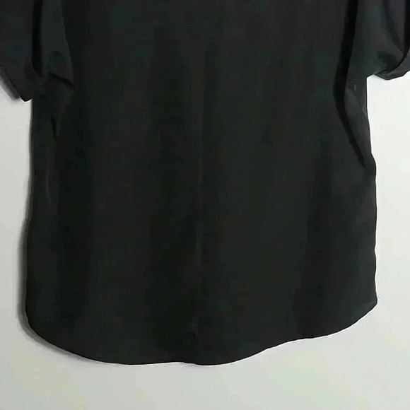 BCBGeneration Shoulder Ruffle Cuffed Sleeve Black Blouse Size Small - Picture 10 of 12